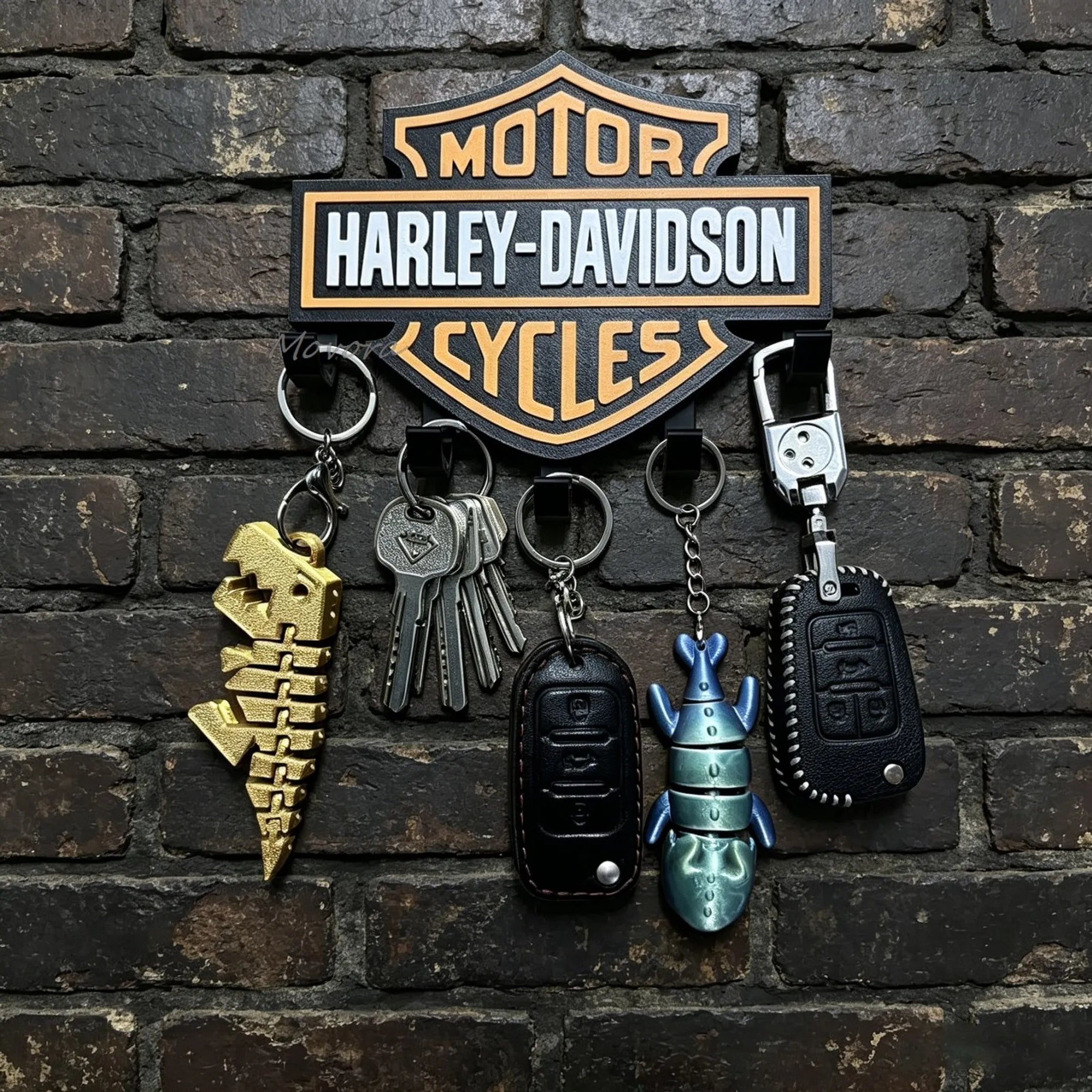 Styling Harley Davidson 5-Hook Key Rack Wall-Mounted Adhesive/Screw Key Hook Stickers Suitable For Garage Decoration Accessories