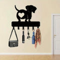 Dachshund Metal Key Hanger - Wall Hook for Keys, Hats & Decor, Heart Design, Black, Easy Install, 11.81 Inch, Home Office Organi