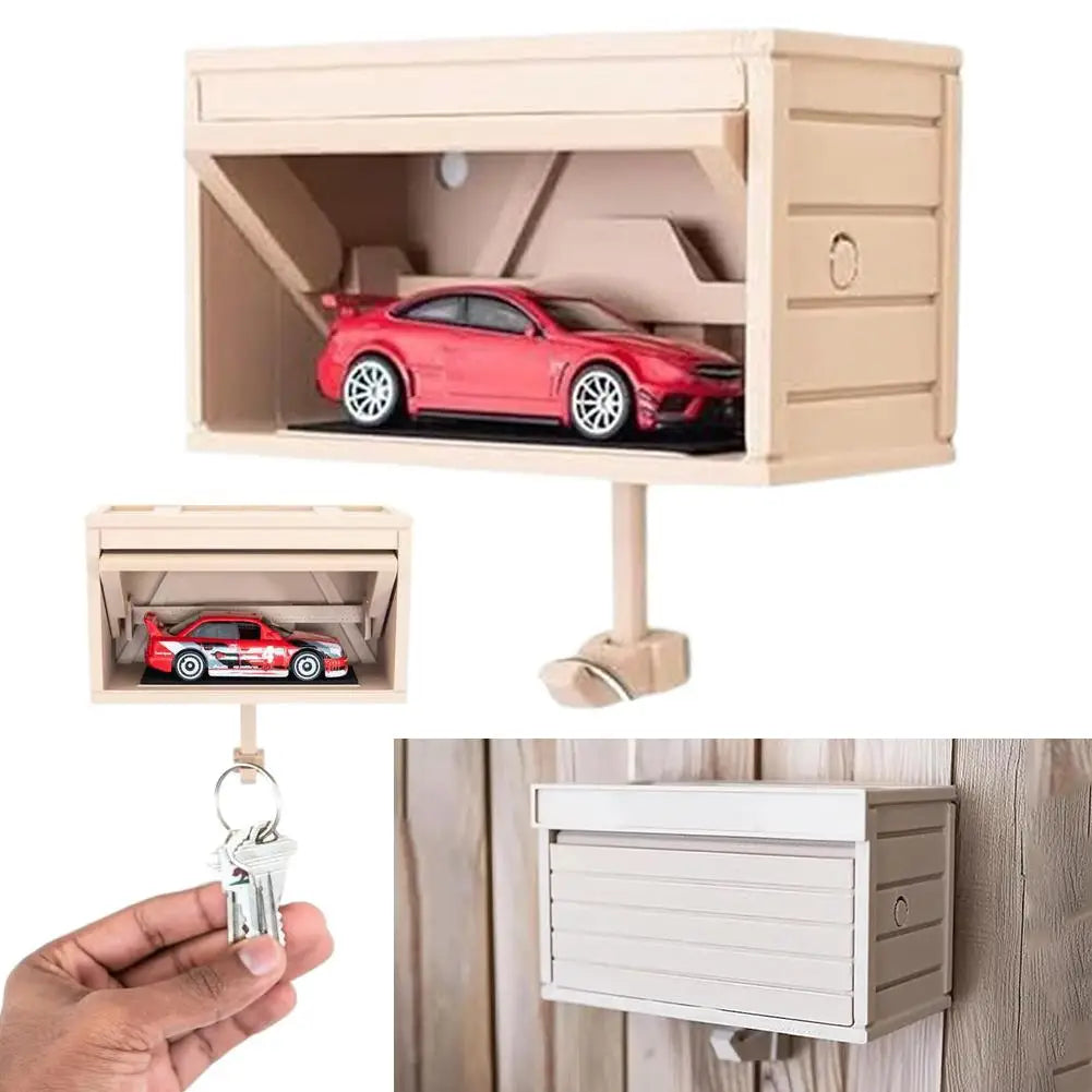 Car Garage Key Holder With Opening Door Fun Garage Keychain Wall Hanging Car Key Holder Easy Installation Wall Decoration