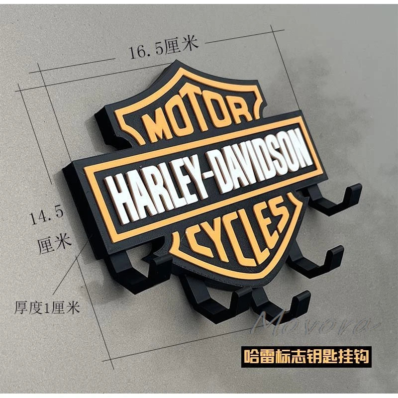 Styling Harley Davidson 5-Hook Key Rack Wall-Mounted Adhesive/Screw Key Hook Stickers Suitable For Garage Decoration Accessories