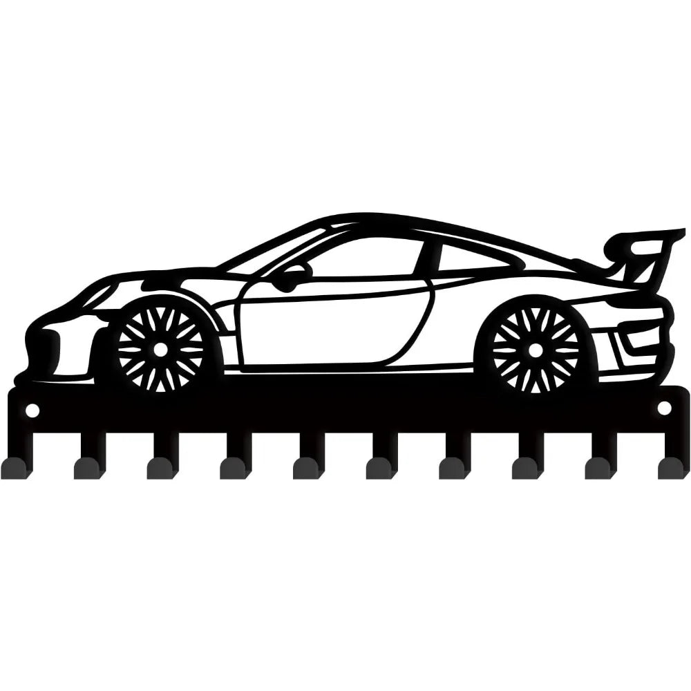 Car Key Holder Wall Mount Race Car Key Hanger 10 Hooks Farmhouse Key Holder for Wall  Rack Metal Organizer